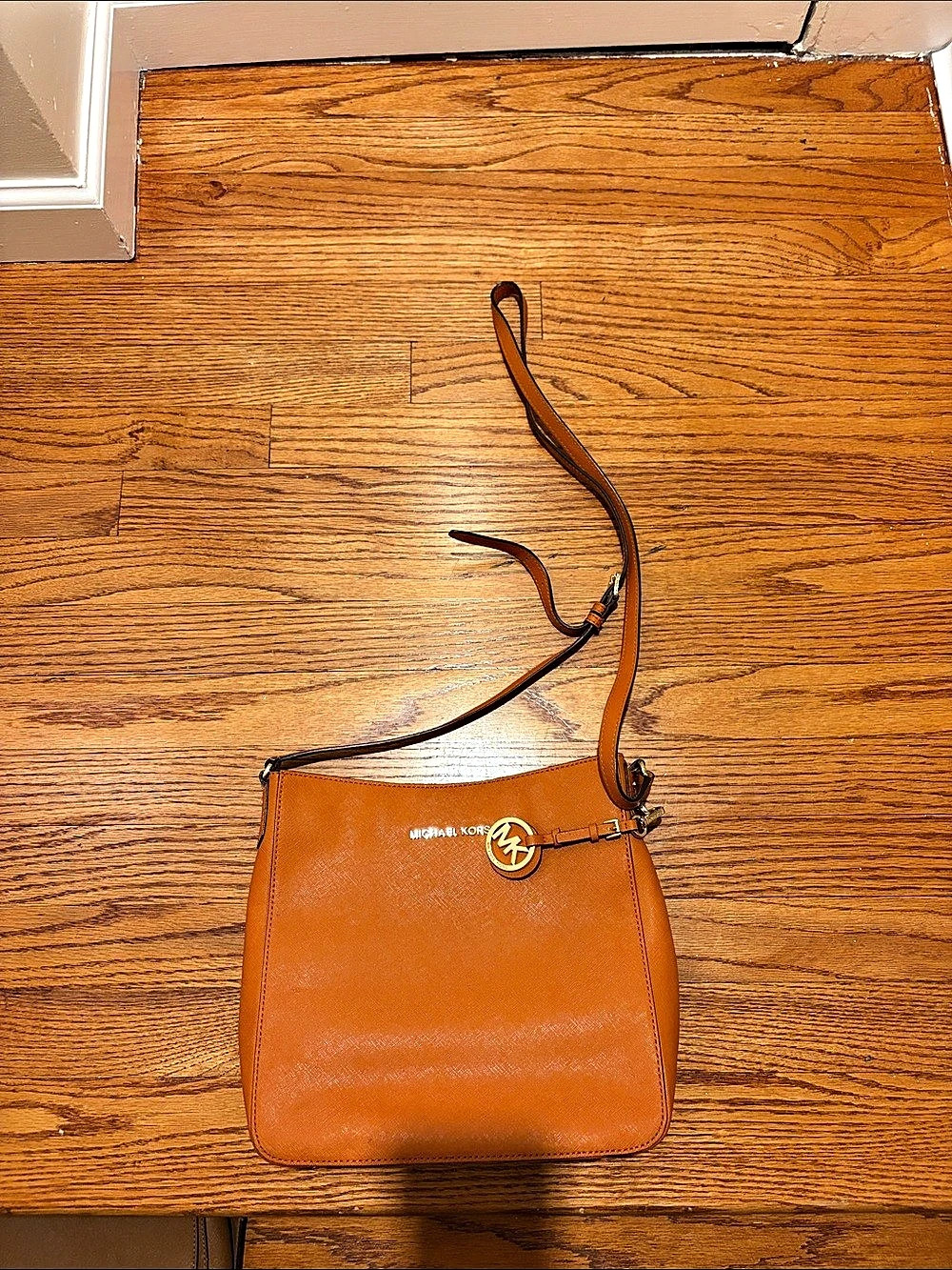 Michael Kors Jet Set Saffiano Leather Crossbody Bag Orange